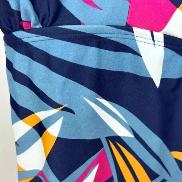 2/$30 Kona Sol Medium Tankini Tropical Top Blue Fuschia Orange Swim Top Swim - Picture 7 of 12